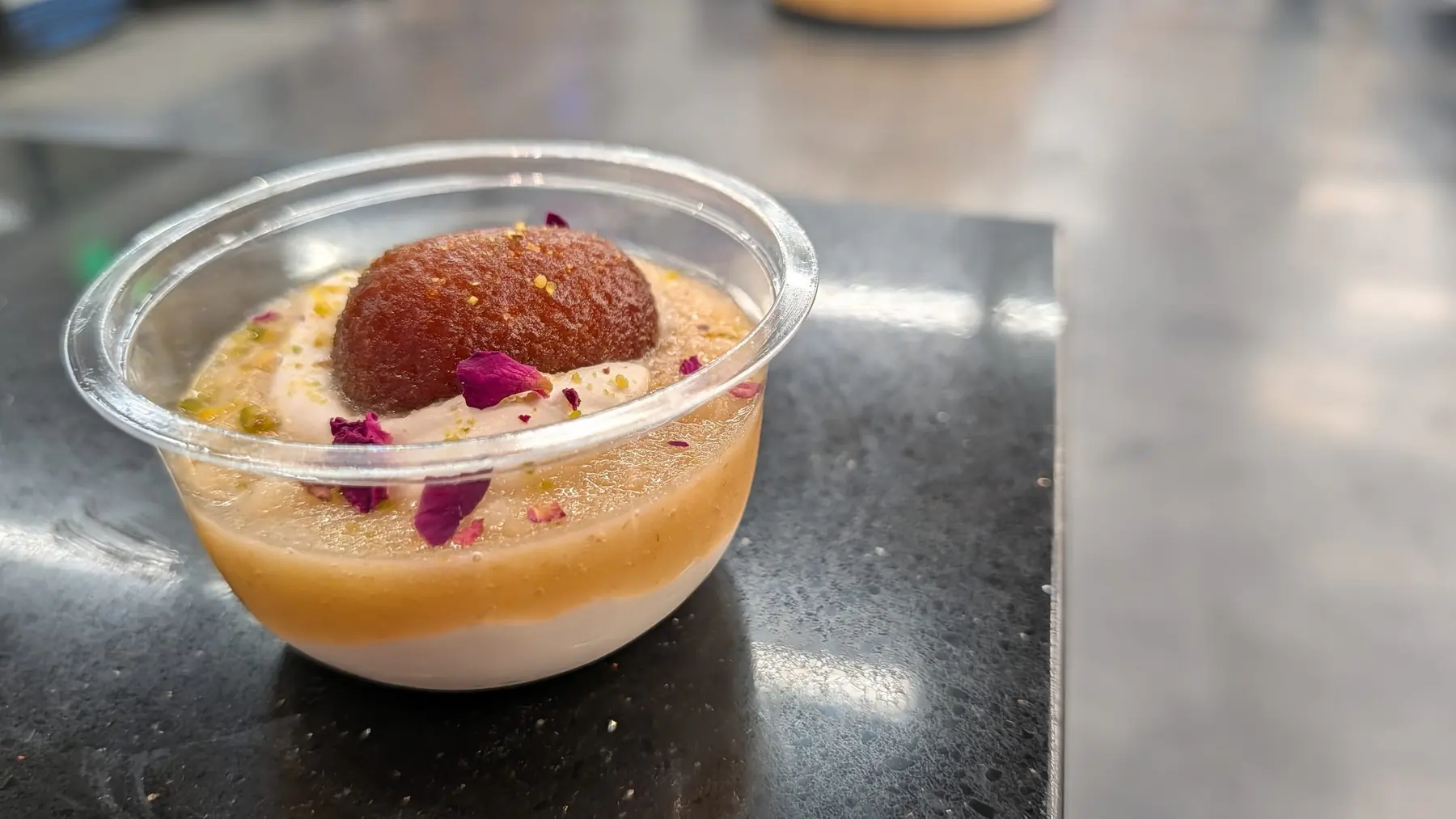 A dessert cup at the Sitara counter